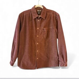 REI Corduroy Button Long Sleeve Mens Cotton/Poly Blend Chocolate Brown M